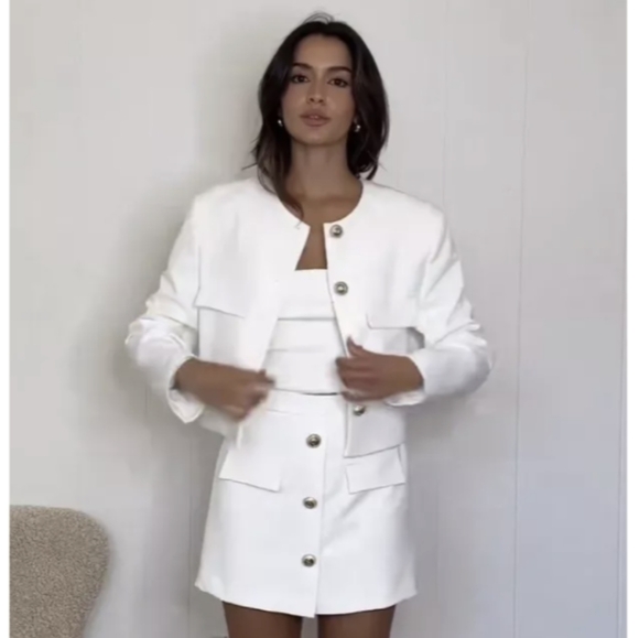 Gold Button Skort Zara White S - Picture 14 of 16